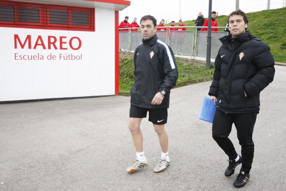 Rubi dirige su primer entrenamiento como técnico del Sporting