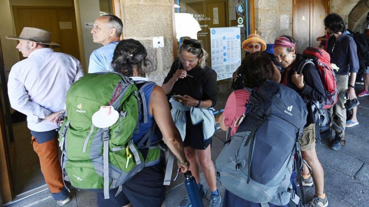 Peregrinos, en el albergue de O Berbés.