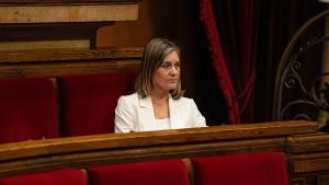 La líder de los Comuns en el Parlament, Jéssica Albiach, en el pleno de los presupuestos