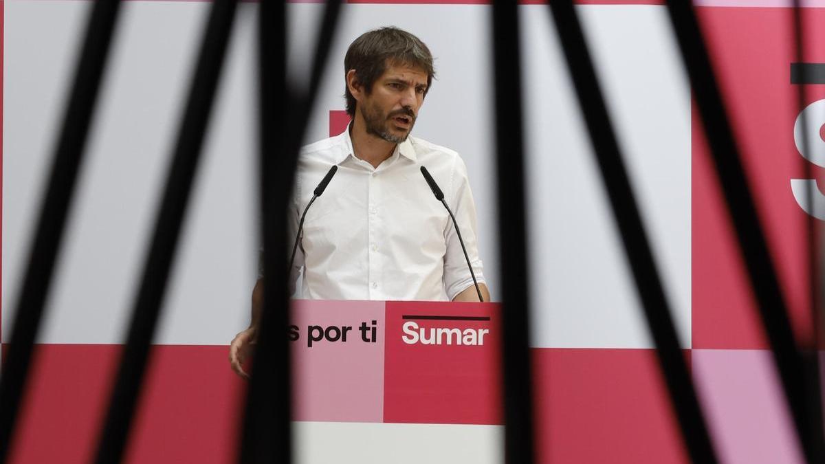 El portavoz de Sumar, Ernest Urtasun, ofrece una rueda de prensa el día después del 23J