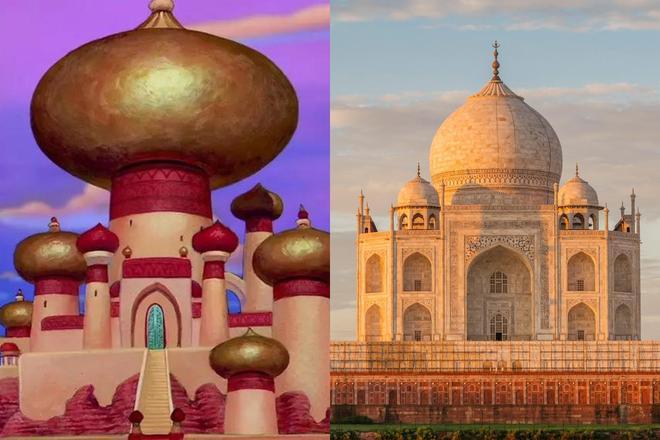 El castillo de Aladdín es el Taj Mahal de India.
