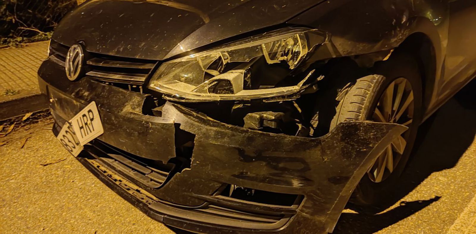 Daños en un coche por la embestida de un jabalí el sábado en A Rúa. |  