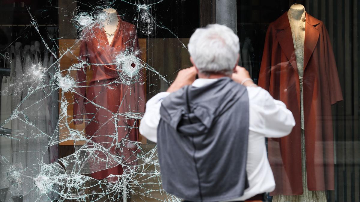 Daños tras los disturbios en San Sebastián