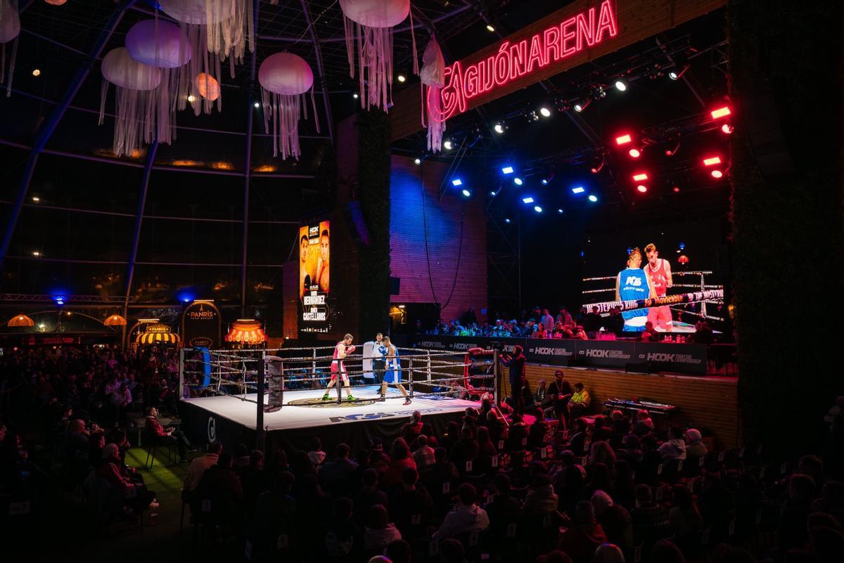 Un momento de una de las peleas en el Gijón Arena.
