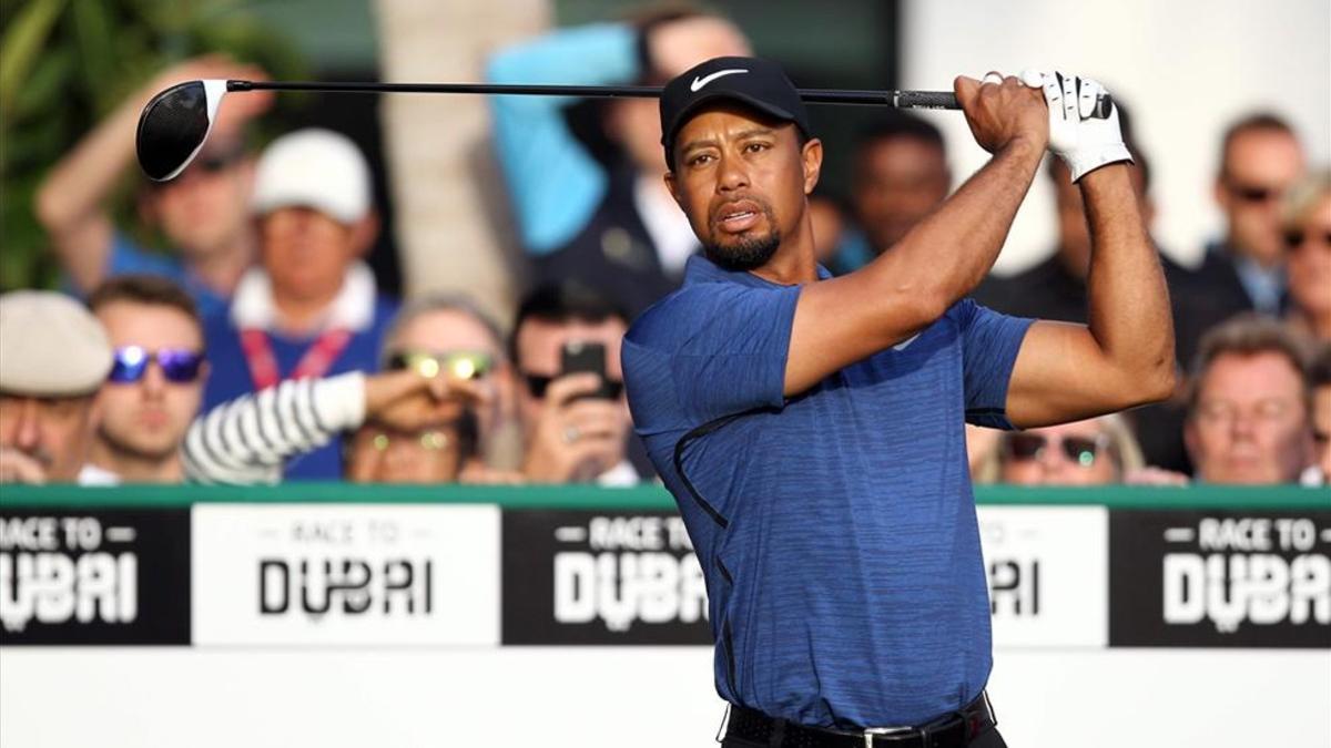 Tiger Woods, durante su primer día en Dubai