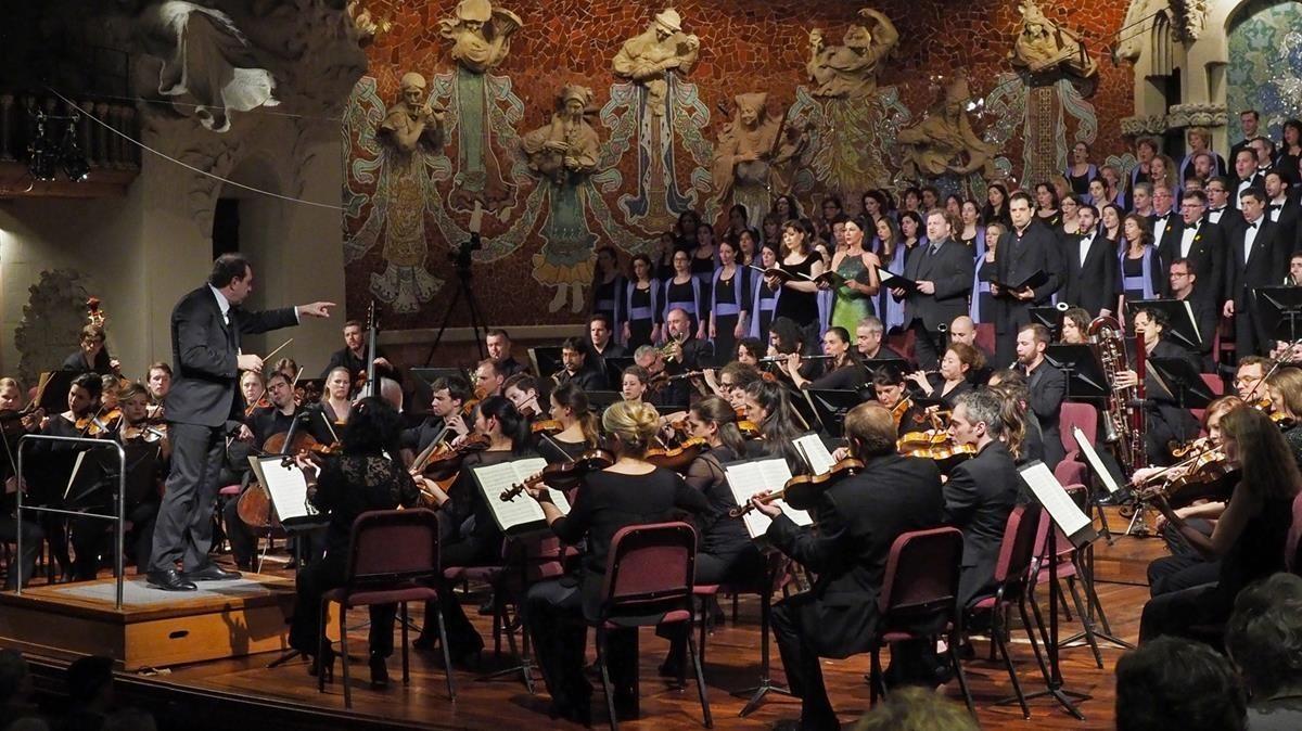 Danielle Gatti con la Mahler Chamber Ochestra y el Orfeó Català interpretando la ’Novena’ de Beethoven en el Palau. 