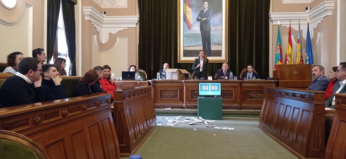 Un momento del pleno de hoy en el Ayuntamiento de Castelló.