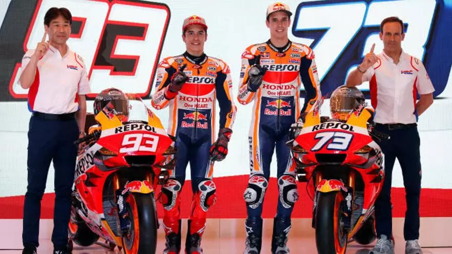 Marc y Álex Márquez presentan la nueva Honda de MotoGP