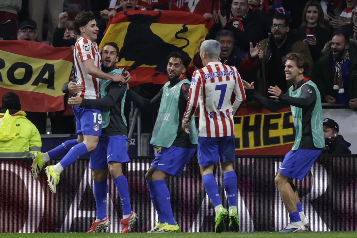 El Atlético de Madrid vence en la ida de los octavos de final de la Champions.
