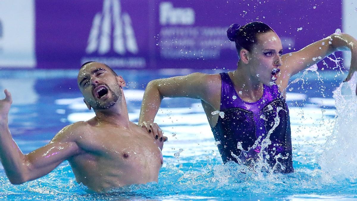 Emma García y Pau Ribes, durante su rutina