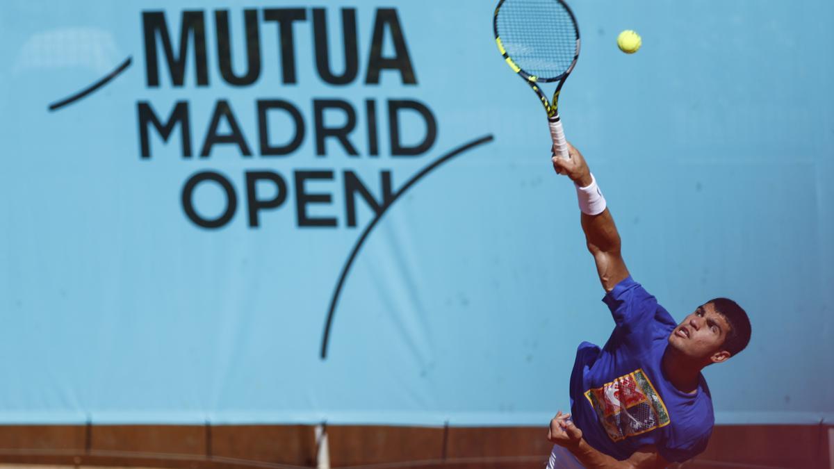 Alcaraz, durante un entrenamiento en la Caja Mágica