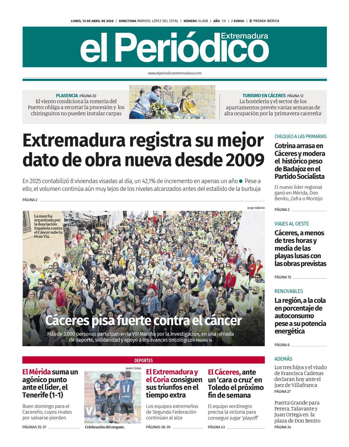 Consulta la portada correspondiente al día 13 de febrero de 2026