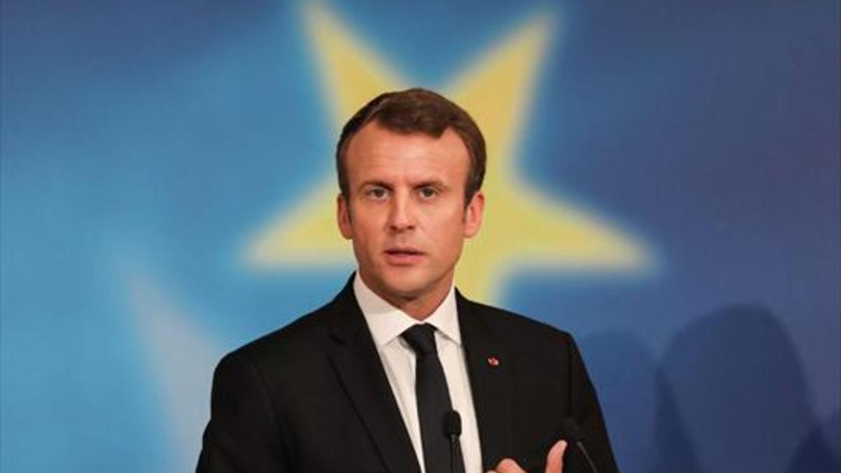 Macron, durante un discurso en la Sorbona de París.