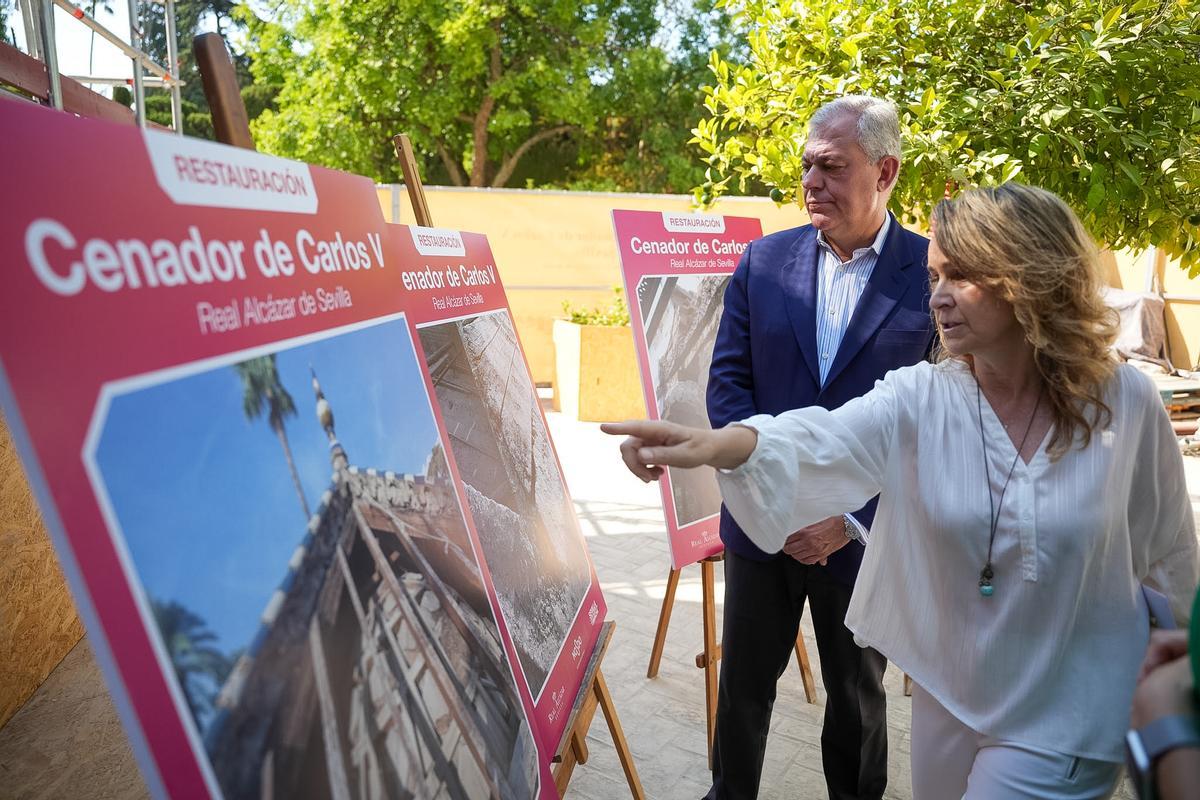Las obras de restauración del Cenador de Carlos V, en imágenes
