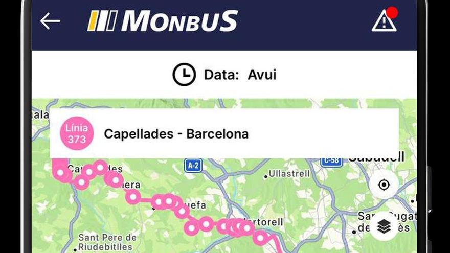 Una pantalla de mòbil com les que veuran els usuaris de Monbus a Igualada
