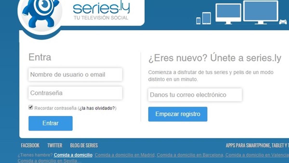 Portal de entrada de usuarios en Series.ly