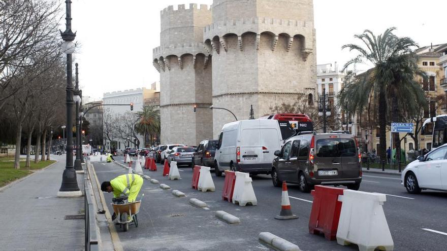 Obras anteriores en Blanqueries por el carril bici.