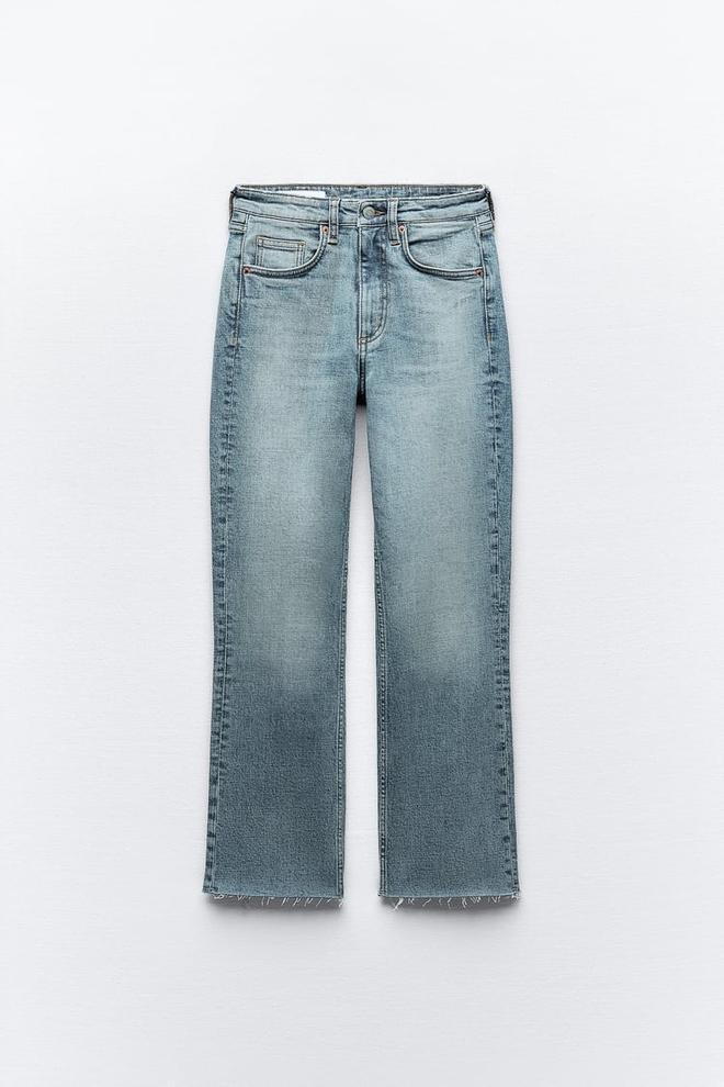 Jeans cropped flare de tiro alto