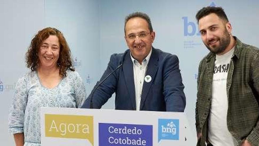 Rueda de prensa del BNG de Cerdedo-Cotobade, ayer.