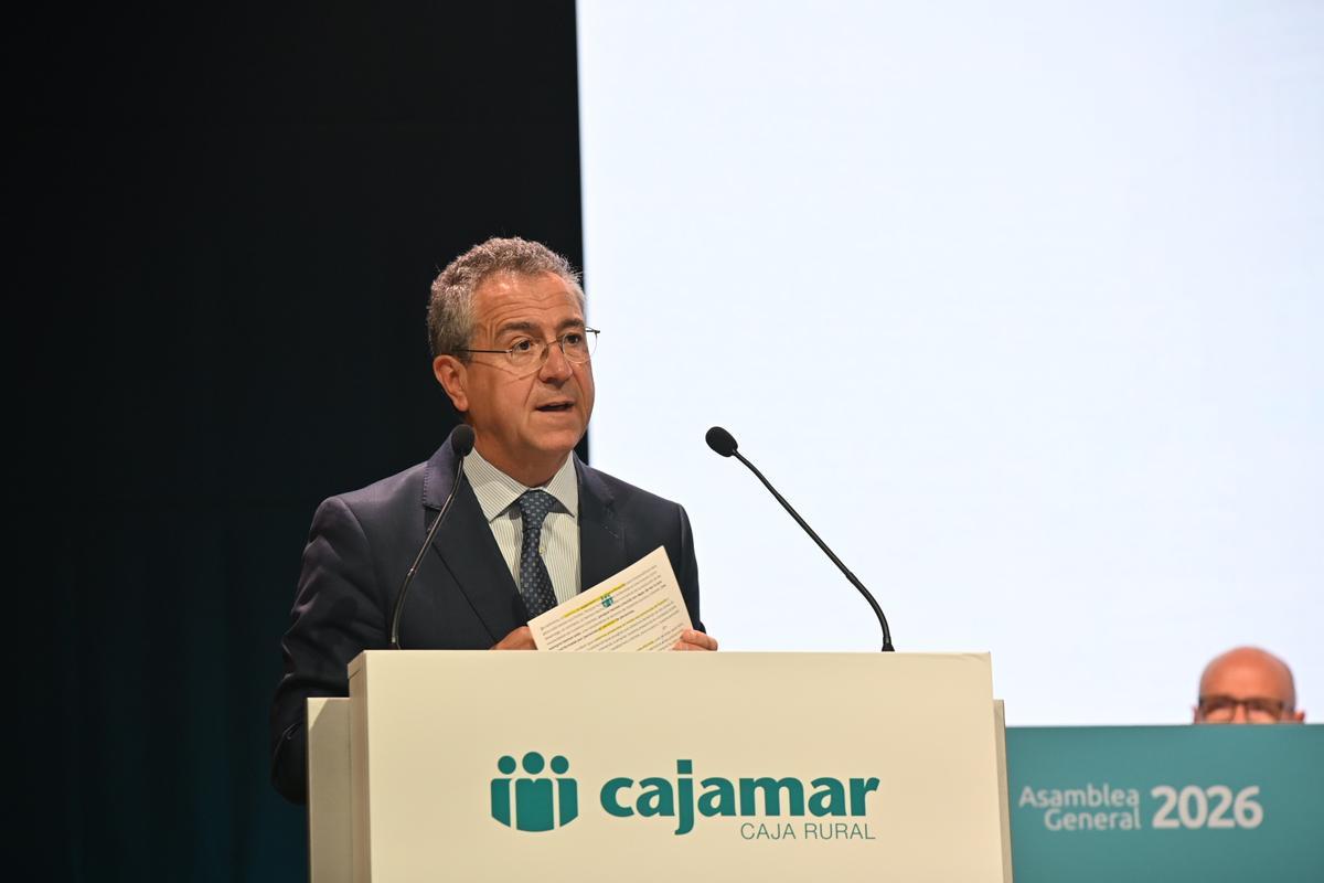 Eduardo Baamonde, presidente de Cajamar, en un momento de su intervención.