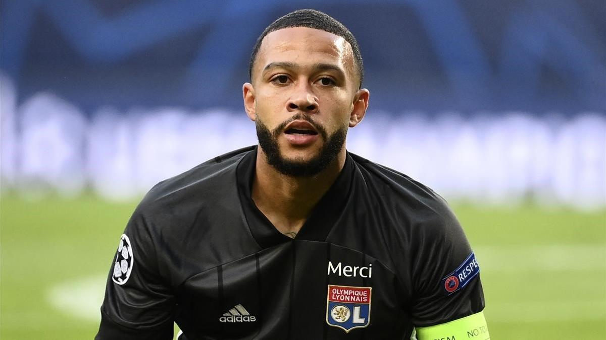 Memphis Depay, en la semifinal de la Champions con el Lyon ante el Bayern.