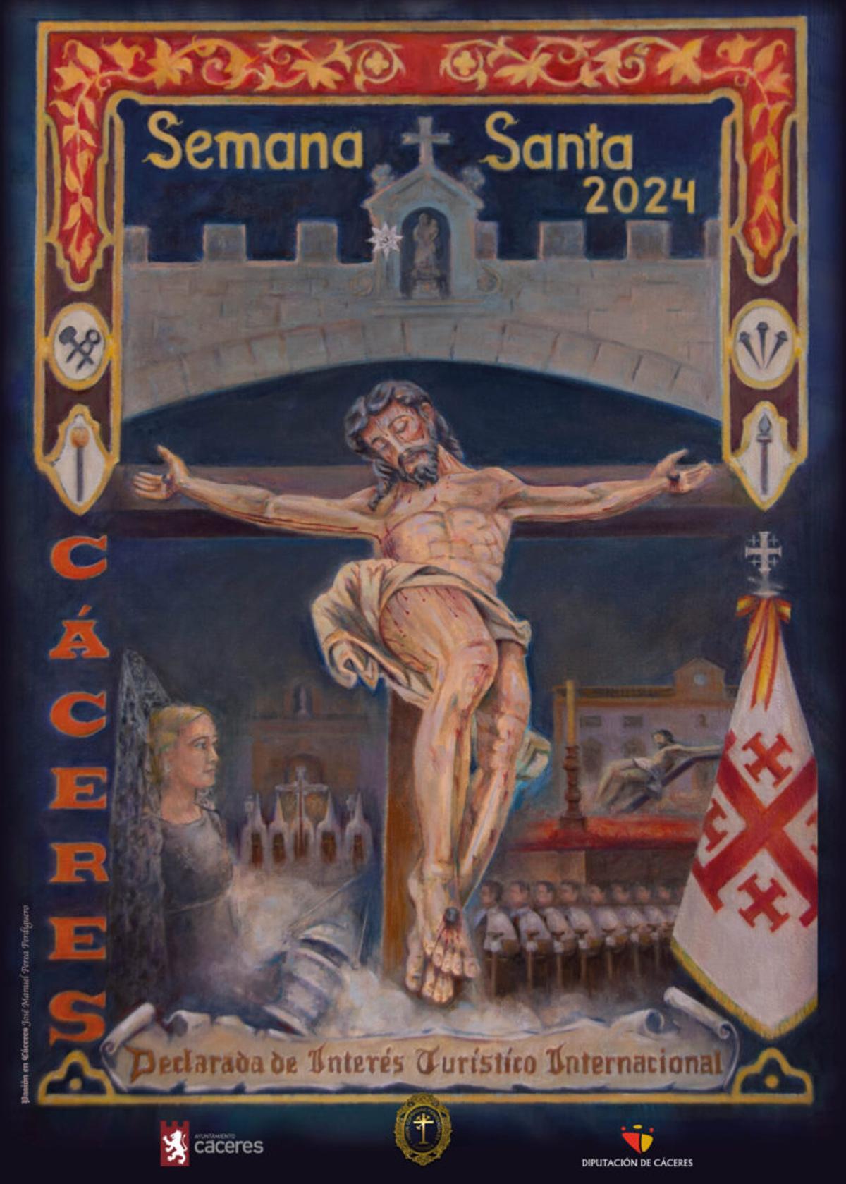 Cartel oficial de la Semana Santa de Cáceres 2024, obra de José Manuel Perea.