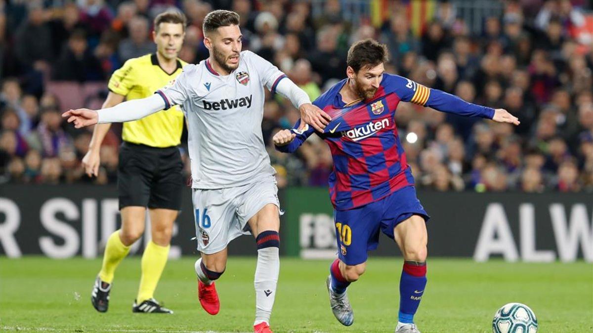 Rochina con Messi en el partido de liga Barça ¿ Levante de esta temporada