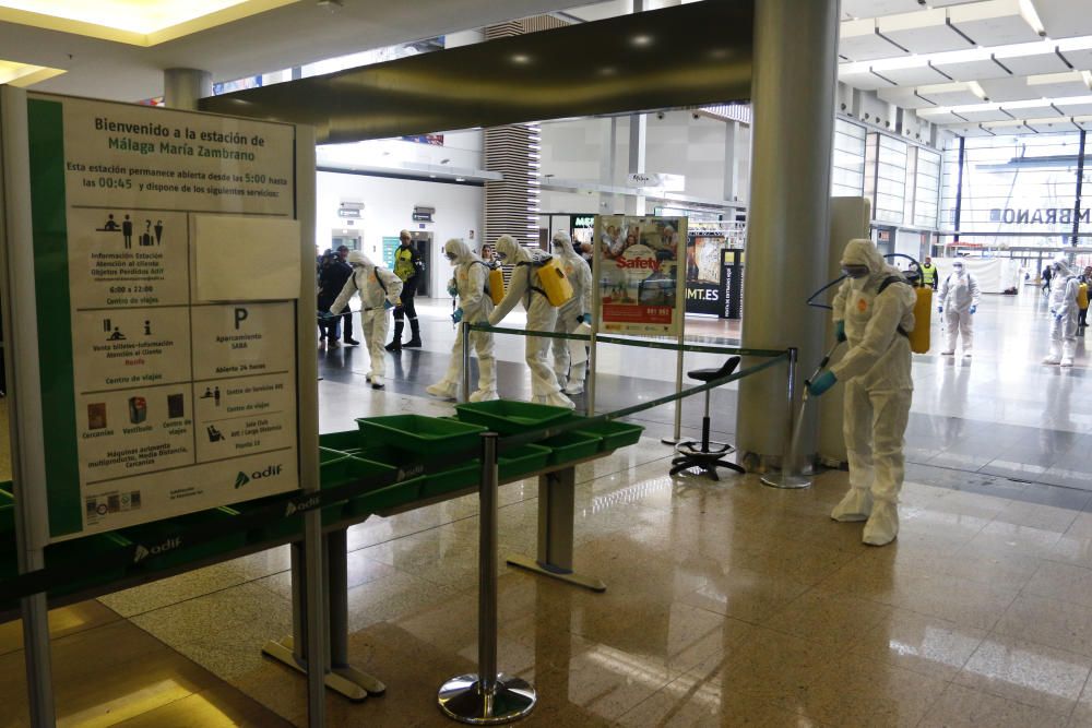 Desinfección en la Estación María Zambrano.