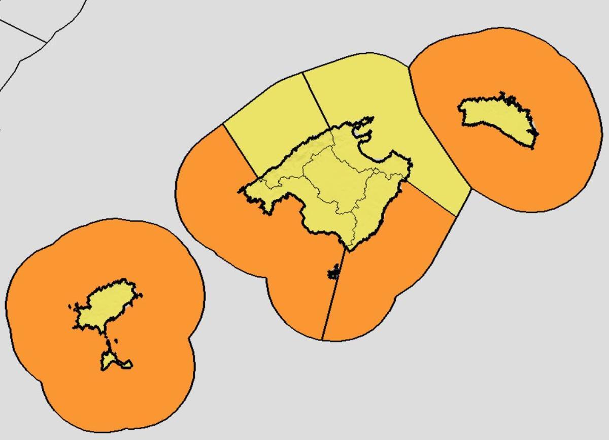 Aviso naranja en las Pitiusas.