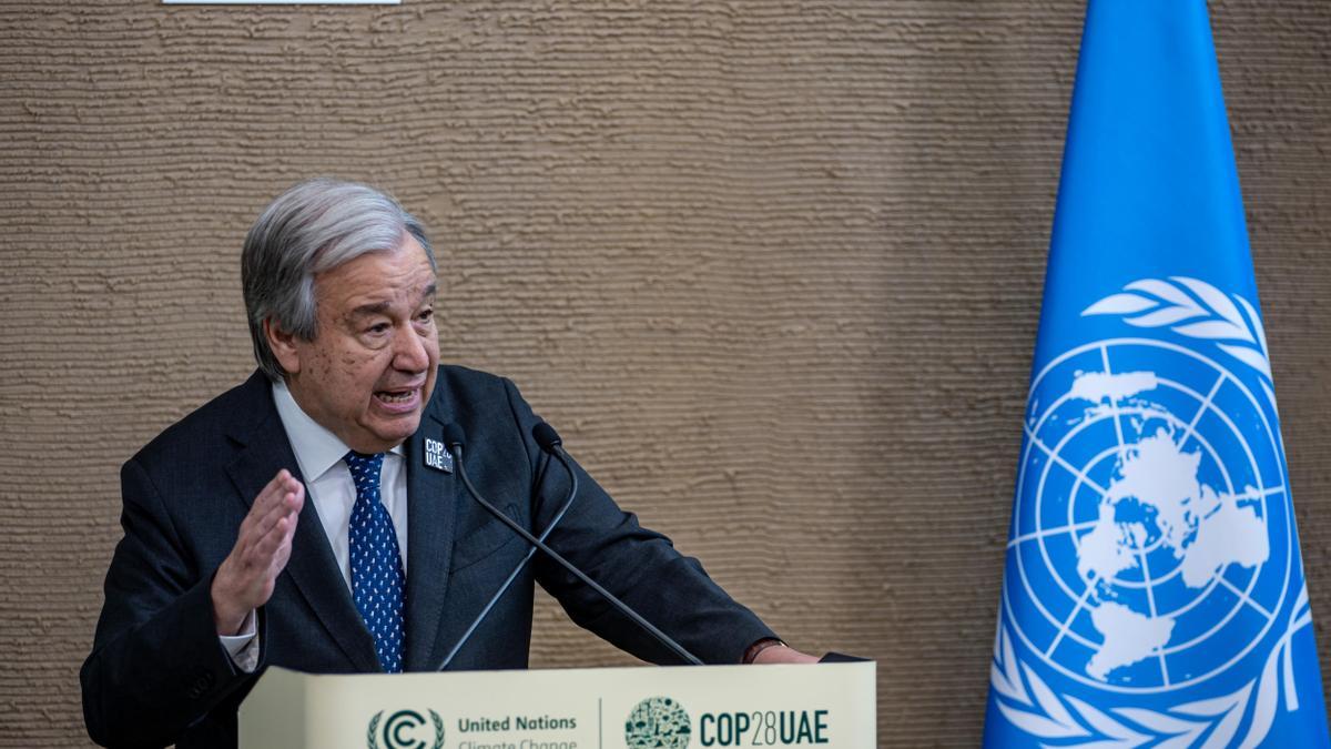 El secretario general de la ONU, António Guterres, durante su intervención en la COP28.