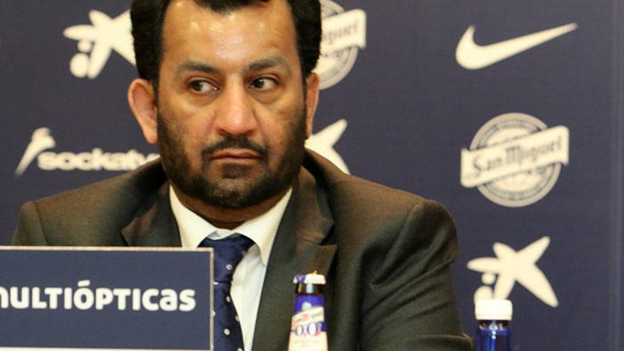 Al-Thani, durante su comparecencia en La Rosaleda.