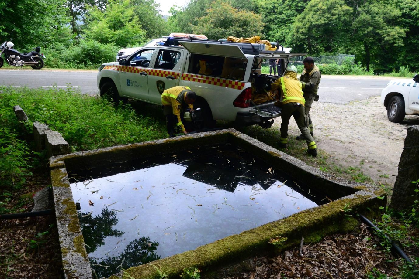 Las imágenes del simulacro contra incendios forestales en Moaña