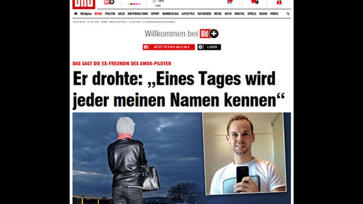 Las declaraciones de la exnovia de Andreas Lubitz, en el diario alemán 'Bild'