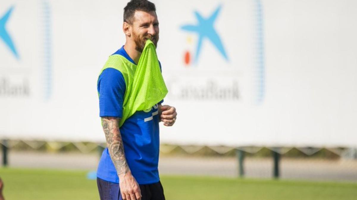Messi, en el entrenamiento de este martes en la ciudad deportiva del Barça.