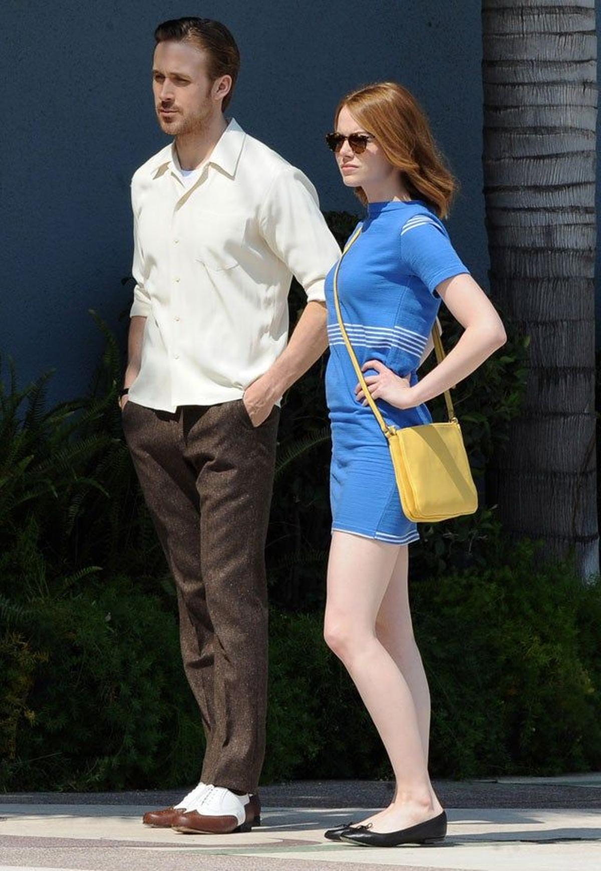 Ryan Gosling y Emma Stone metidos en los papeles de su nueva película 'La La Land'