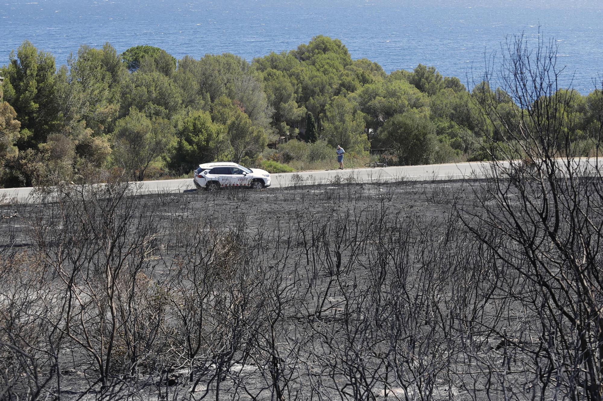 Treballs d'extinció i els danys de l'incendi de Llançà