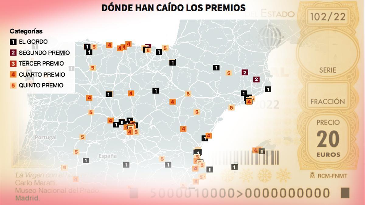 multimedia destacado MAPA de los premios Lotería 2023