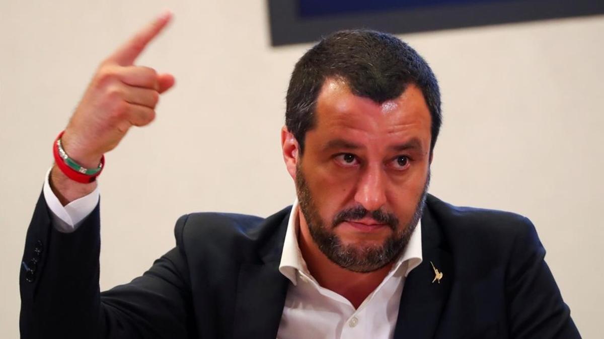 El Ministro italiano del Interior, Matteo Salvini, en una rueda de prensa.