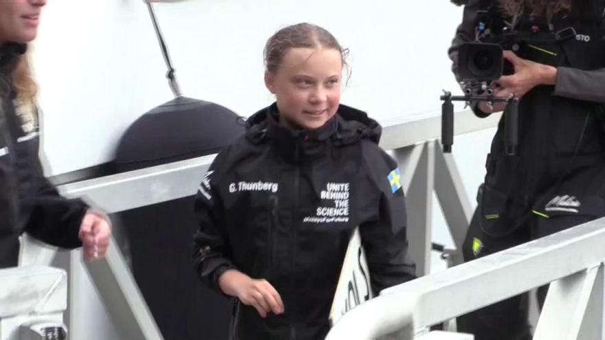 Greta Thunberg llega a puerto en Nueva York