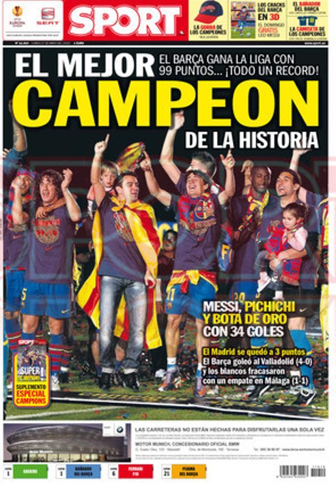 PORTADAS  SPORT BARÇA CAMPEÓN DE LIGA