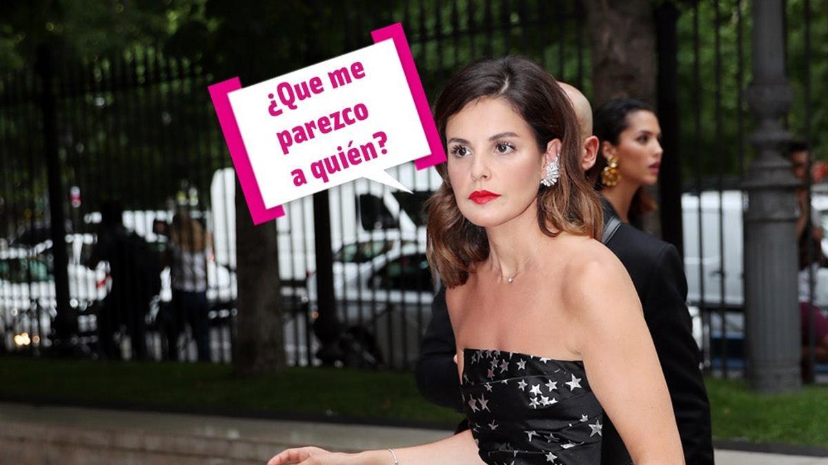 Marta Torné con vestido de gala, bocadillo: "¿Que me parezco a quién?"