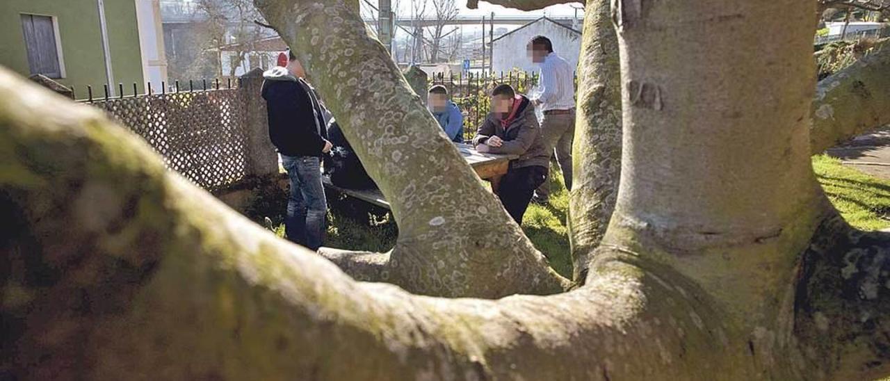 Un grupo de usuarios de Amigos Contra la Droga en el jardín, en una imagen de archivo.