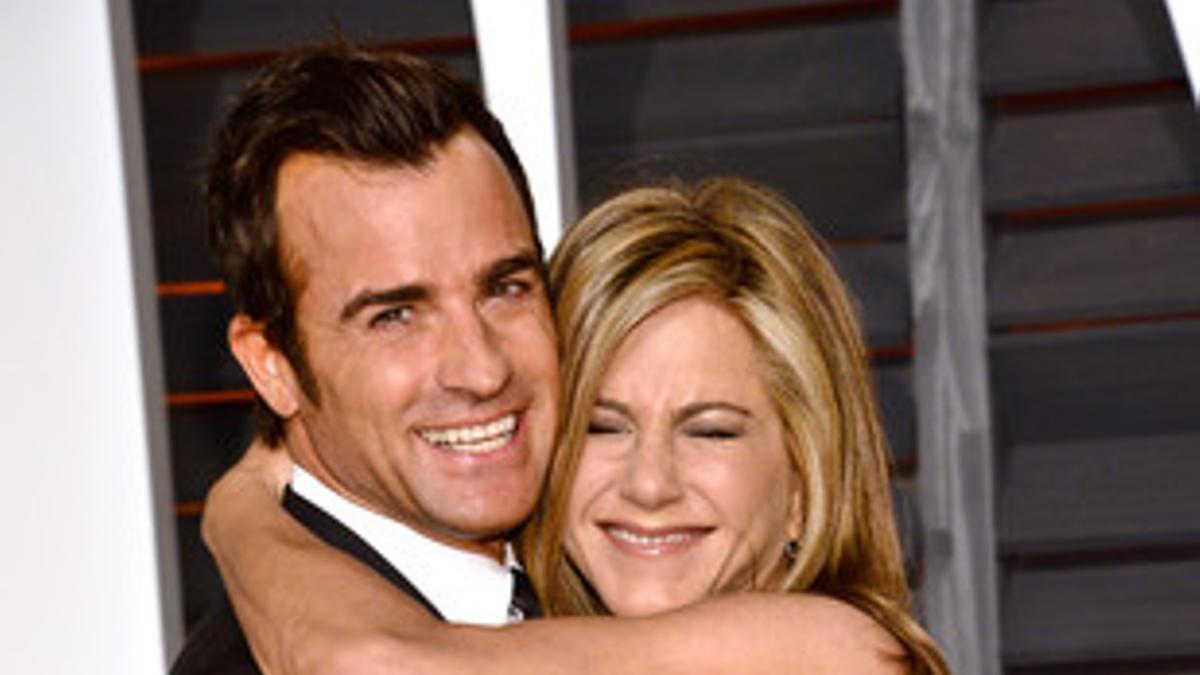 Jennifer Aniston y Justin Theroux, en la fiesta de los Oscar del 2015.