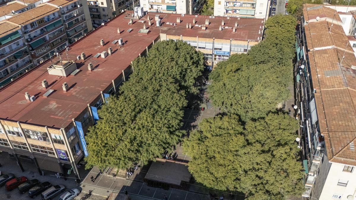 Imagen aérea de la plaza de Argel en Alicante, donde ocurrió una de las agresiones con arma blanca.