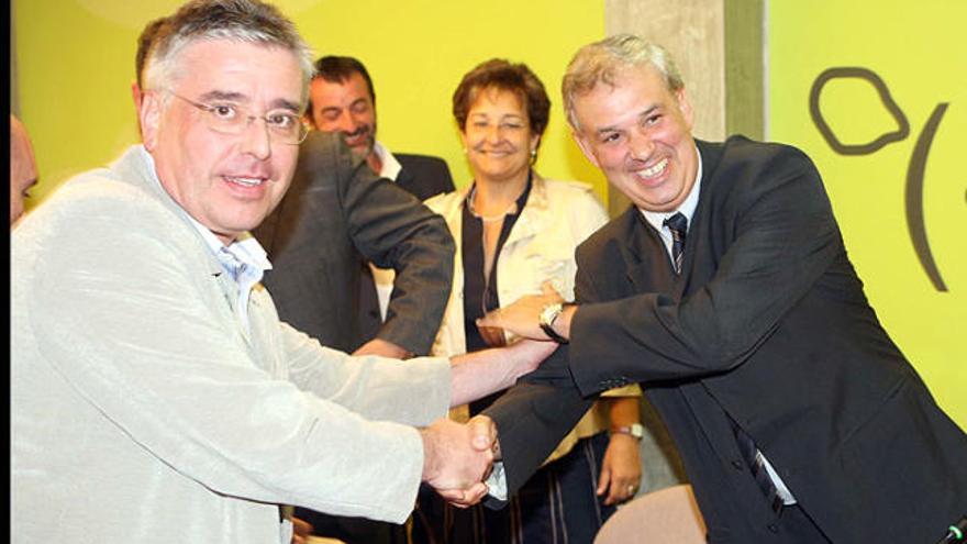 Fauria, l&#039;agost de 2007, celebrant amb l&#039;expresident el seu nou càrrec.