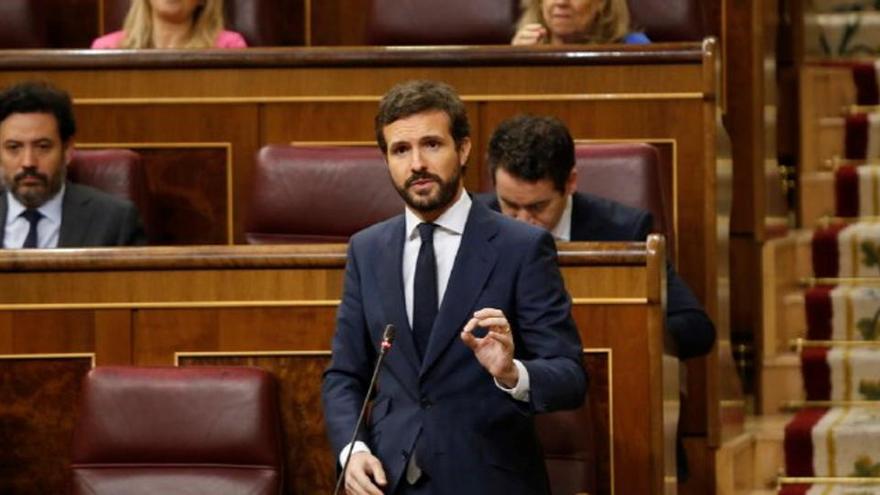 El president del PP, Pablo Casado, intervenint al Congrés dels Diputats el 10 de juny de 2020