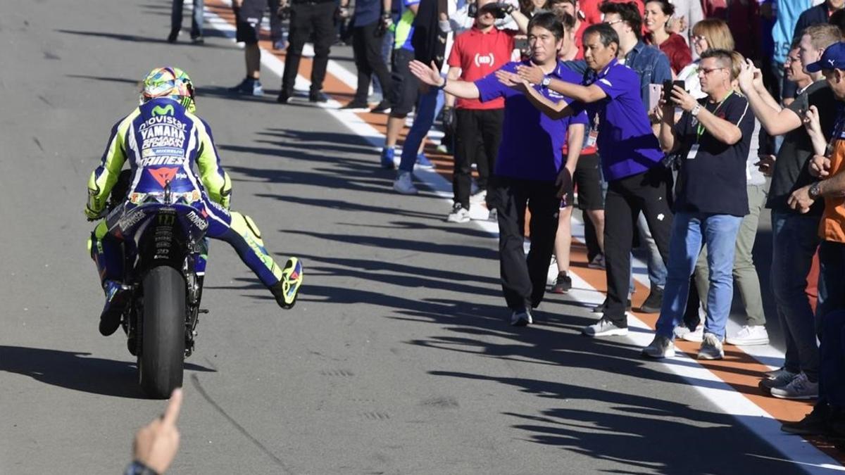 Valentino Rossi, al final de la carrera de Cheste.