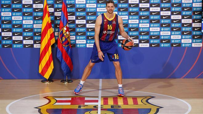 Pau Gasol, en su presentación con el Barça