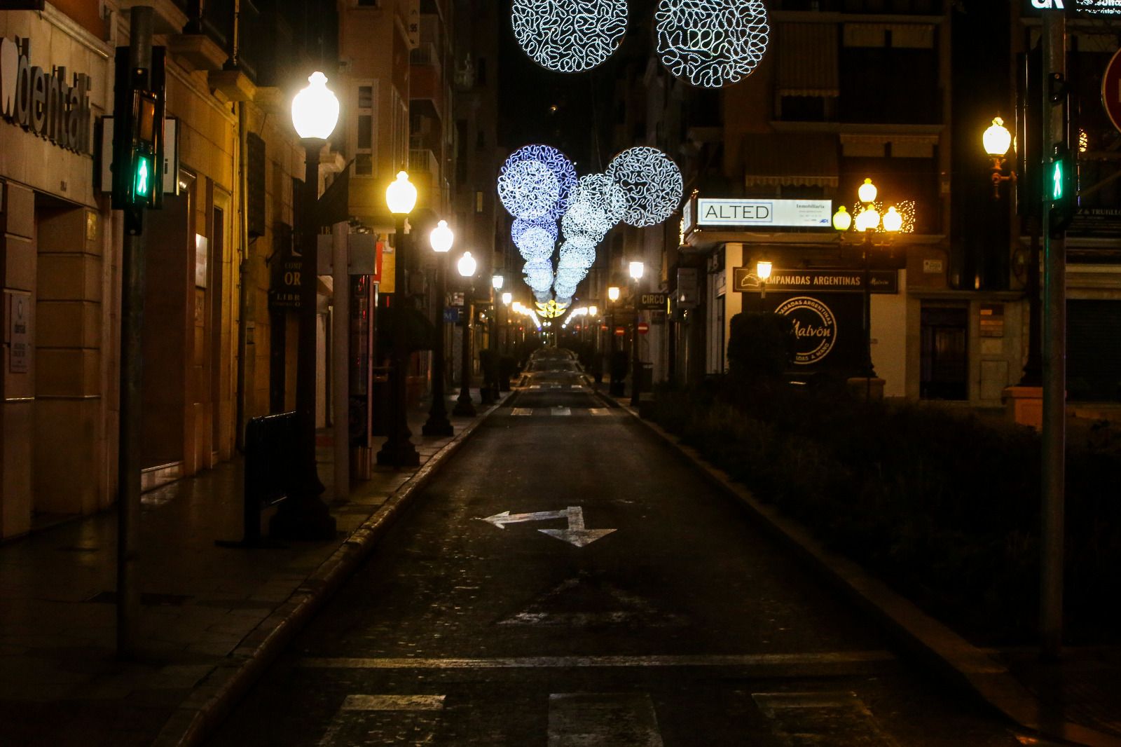 Alicante, vacía durante la Nochevieja del año Covid