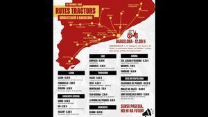 Puntos de salida de la manifestación agraria del miércoles, 14 de octubre, en protesta por la subida de carburantes